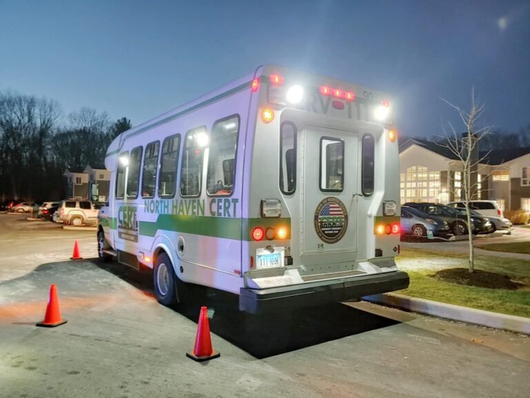 ERV-111 with Its Lights On at Dusk